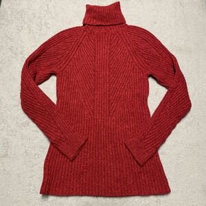 Sundance Toasty Dimensions Turtleneck Sweater Small Red Silk Blend Textured